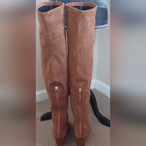 Suede thigh-high boots